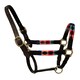 image 1 of Blenheim Leather Polo Horse Headcollar - Turquoise/Red/Orange/Blue - Full