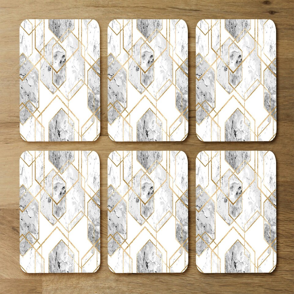 image 1 of geometric marble pattern with gold glitter (Coaster)