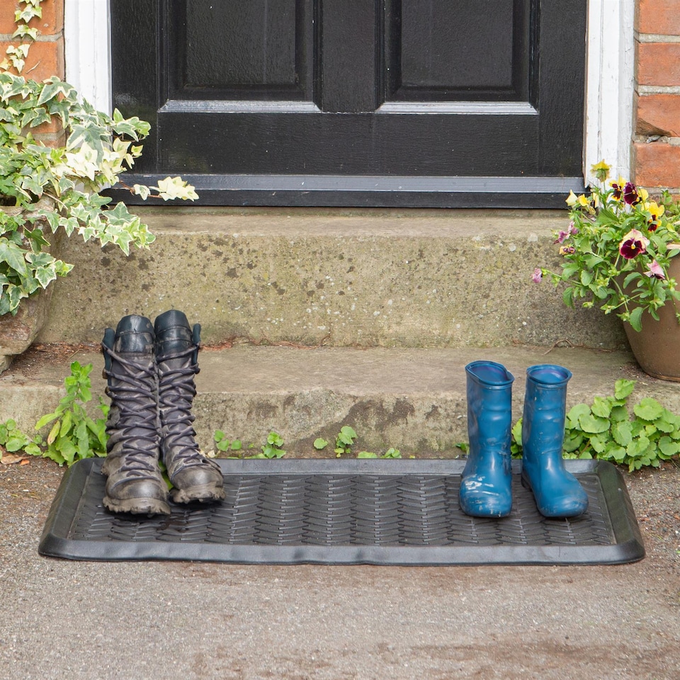 image 1 of Nicola Spring Heavy Duty Rubber Boot Tray - 80 x 40cm - Black | Black | Black