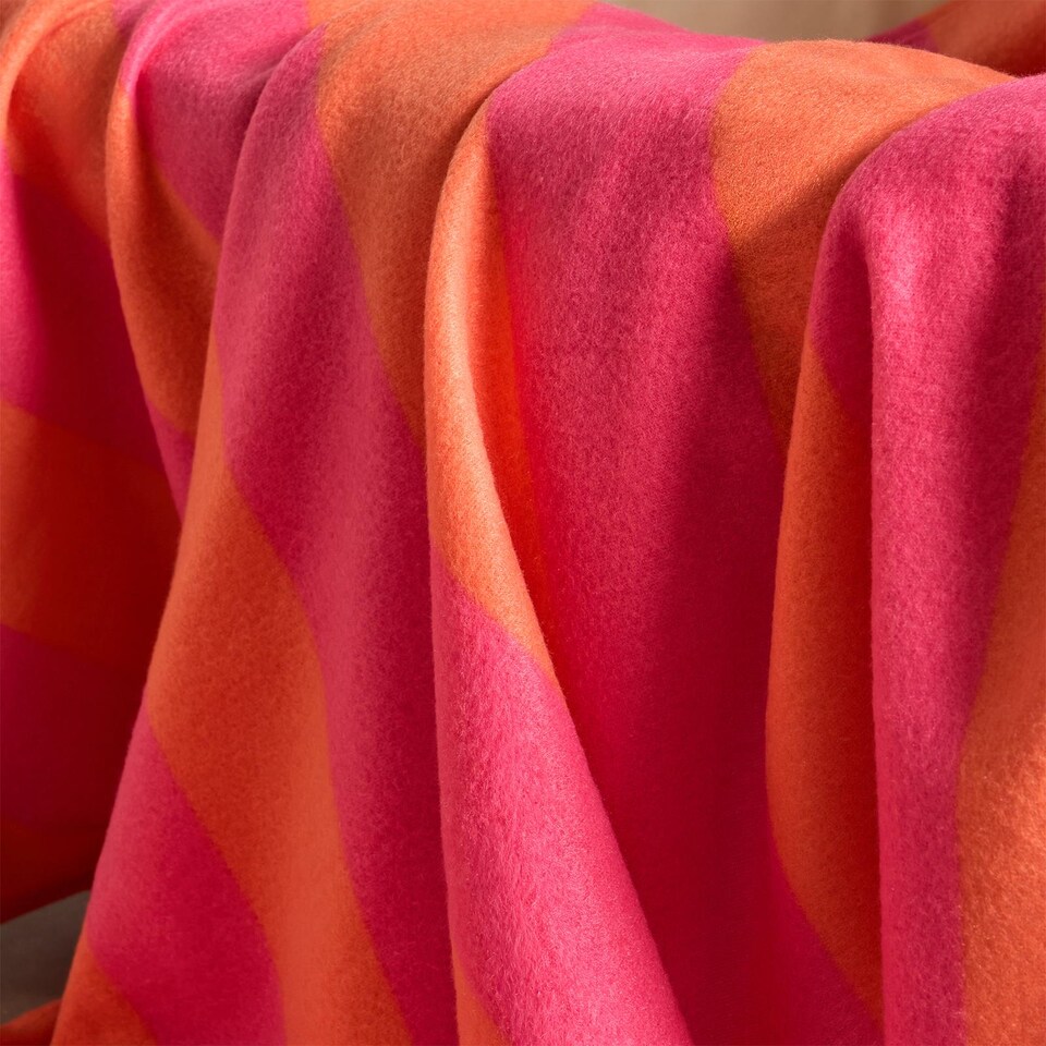image 1 of OHS Stripes Print Polar Fleece Throw Blanket Lightweight Bedspread | Multi | Orange/Pink