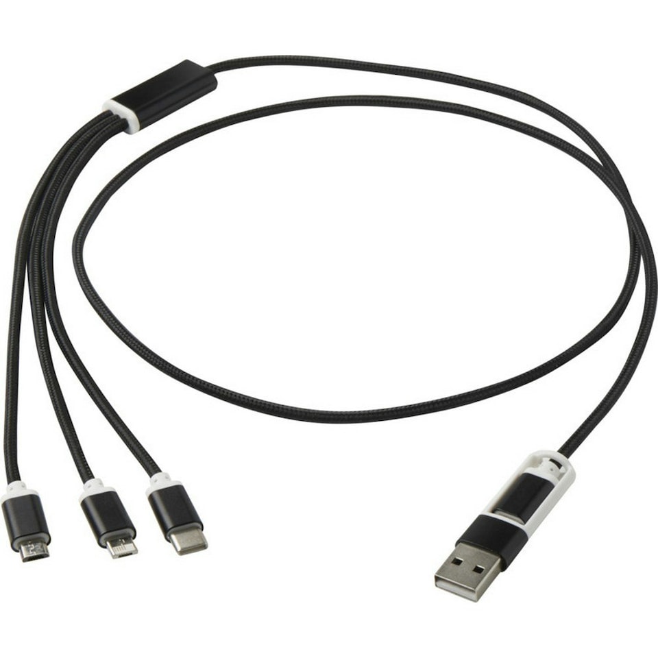 image 1 of Versatile 5 in 1 Recycled Aluminium Charging Cable - Solid Black - One Size