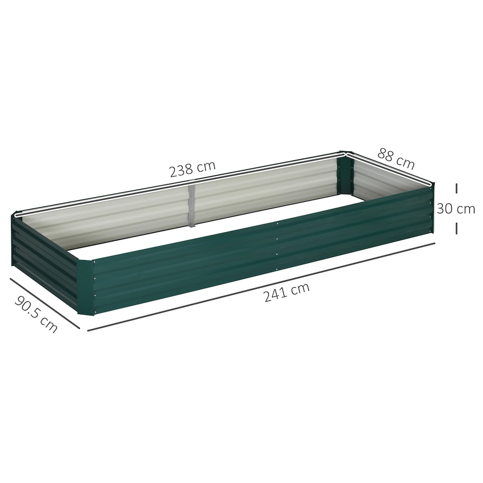 image 1 of Outsunny Galvanised Raised Garden Bed Metal Planter Box with Open Bottom, Green