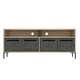 image 3 of Harvard Carbon Grey Oak and Washed Oak Wide 4-Door TV Unit - Modern Media Cabinet with Storage | Brown | Brown | 1