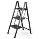 image 1 of VonHaus Steel Folding 3 Step Ladder Slim with Anti Slip Feet