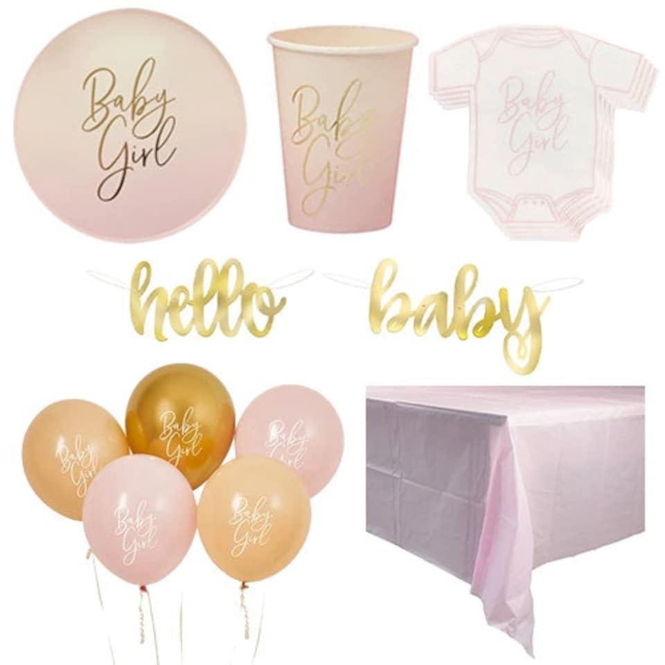 Pink Ombre Baby Girl 8 Person Deluxe Party Pack