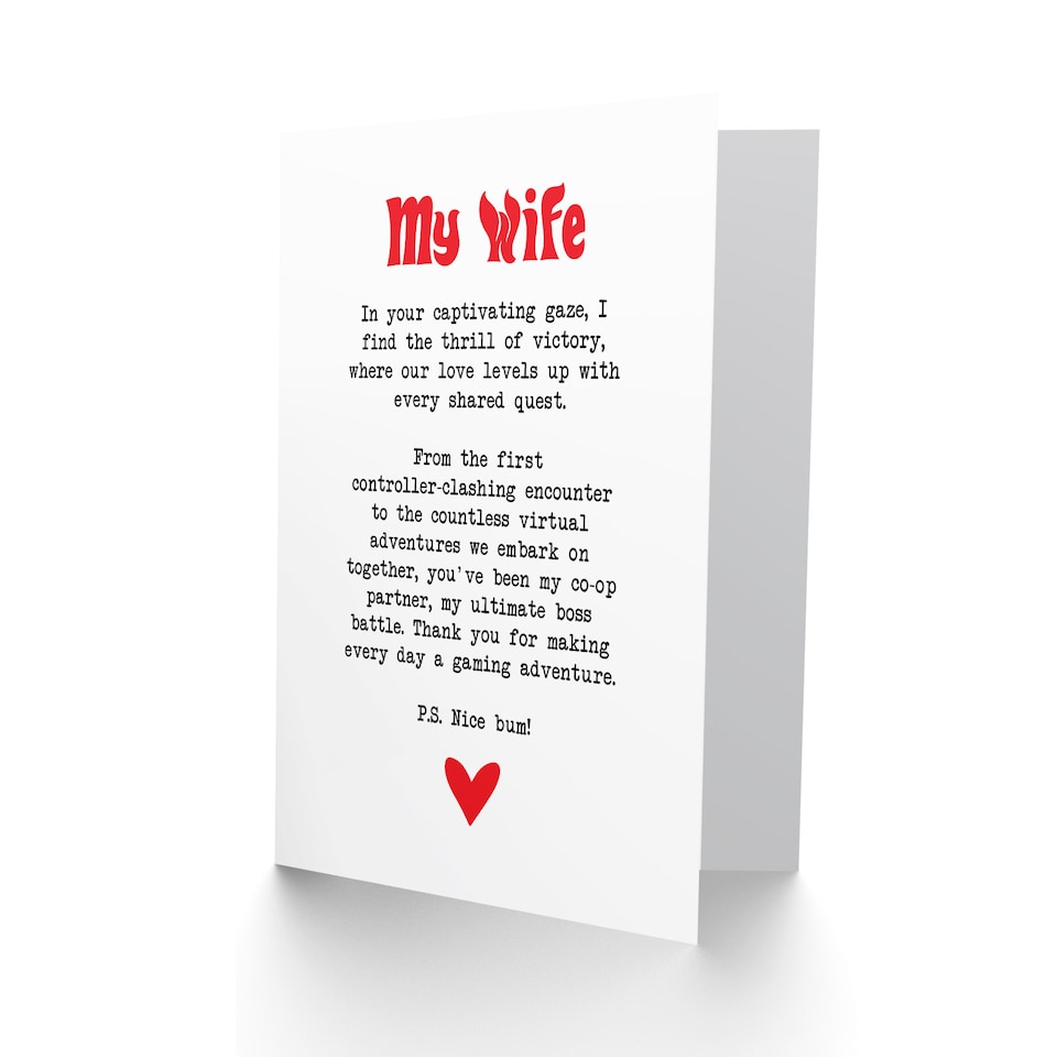 image 1 of Greeting Card Love Poem Gamer Nerd Wife Romantic Poetry Anniversary
