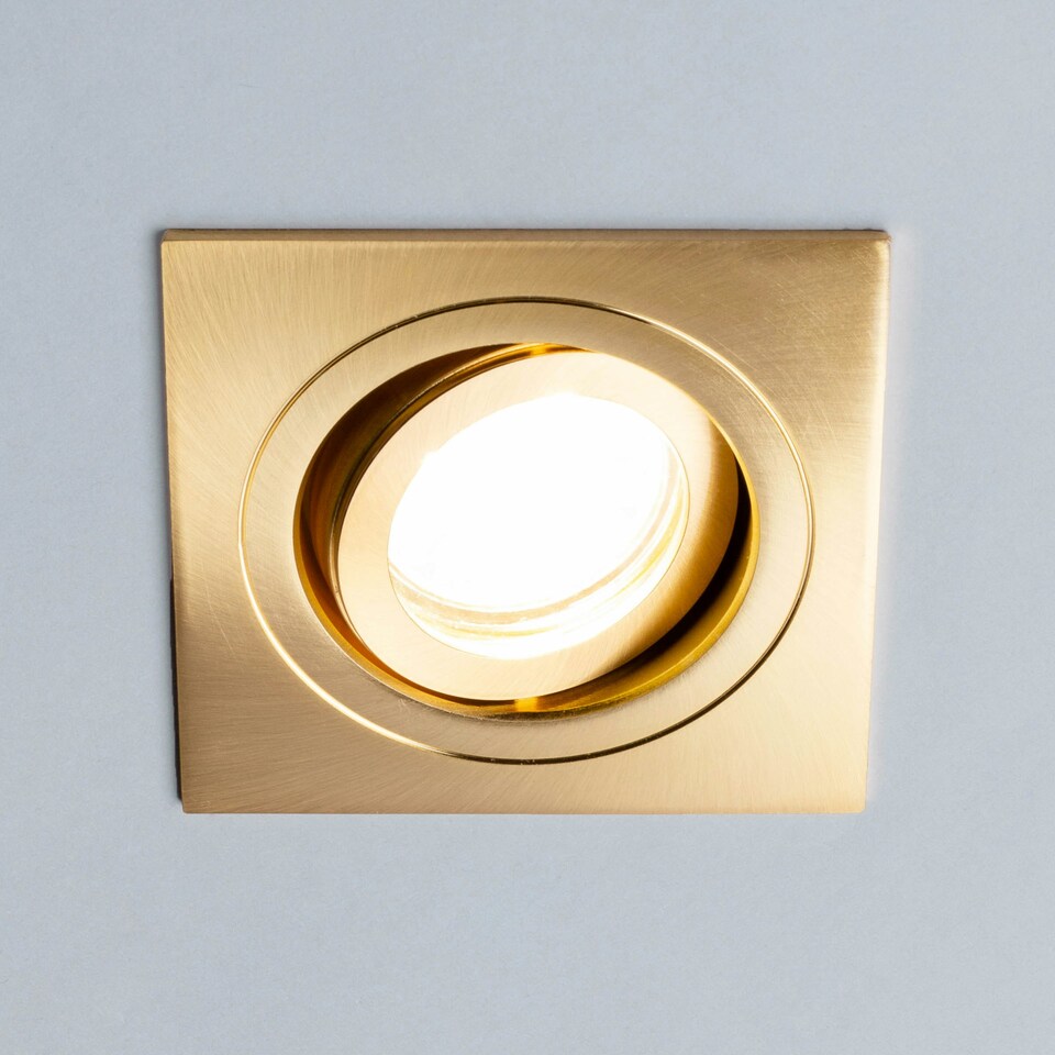 image 1 of BHS Sym Square IP65 Tiltable Downlight | Gold | Satin Brass | 1