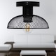 image 3 of Cassidy - Small Black Mesh Ceiling Flush Light | Black | 1