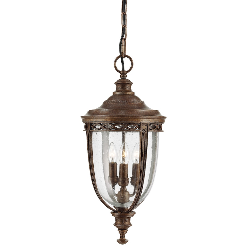 image 1 of English Bridle 3 Light Large Outdoor Ceiling Chain Lantern British Bronze, E14