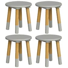 Kids Wooden Stool Seat Round Chair Toddlers Kids Small Children Home Nursery - Grey | Grey | 4 Grey