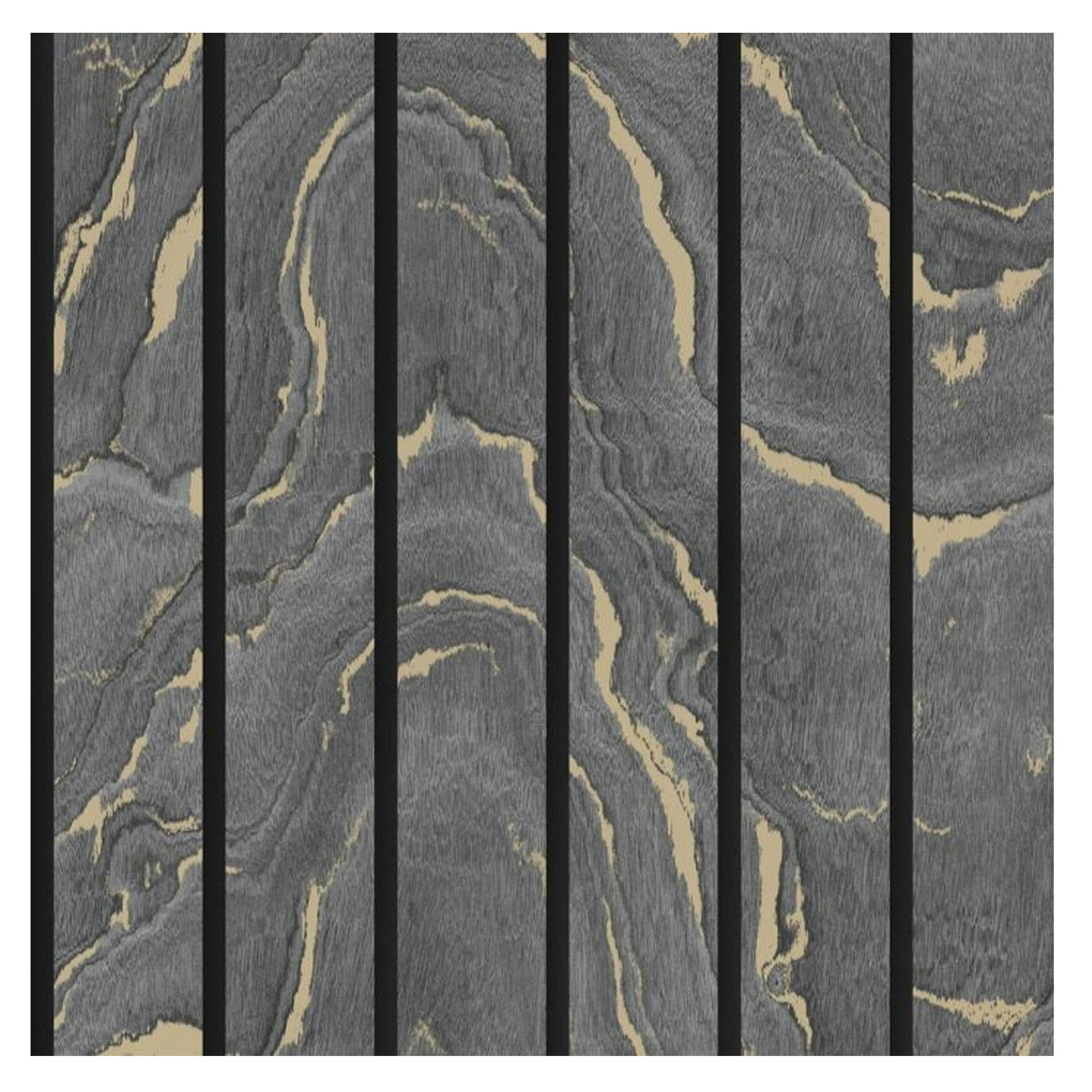 Muriva Woodgrain Effect Wallpaper - Charcoal - 10m x 53cm Black