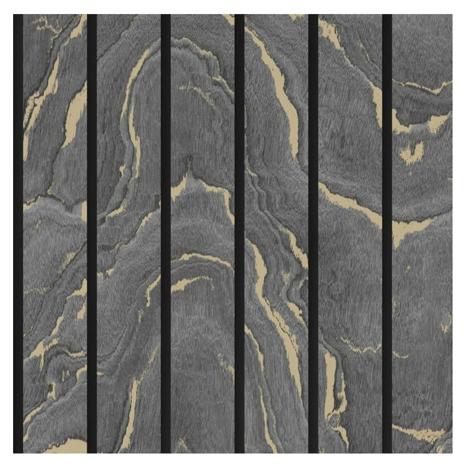 image 1 of Muriva Woodgrain Effect Wallpaper - Charcoal - 10m x 53cm | Black