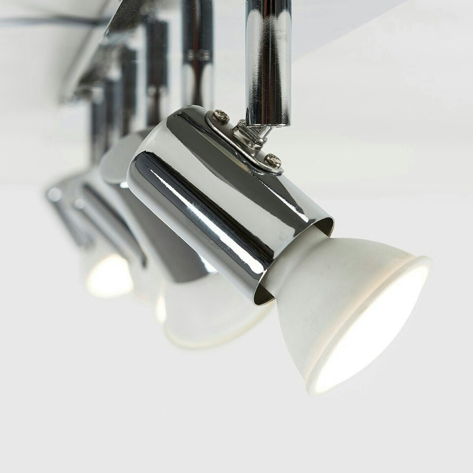 image 1 of ValueLights Polished Chrome 6 Way Adjustable GU10 Ceiling Spotlight - Complete with 5w LED Bulbs 6500K Cool White