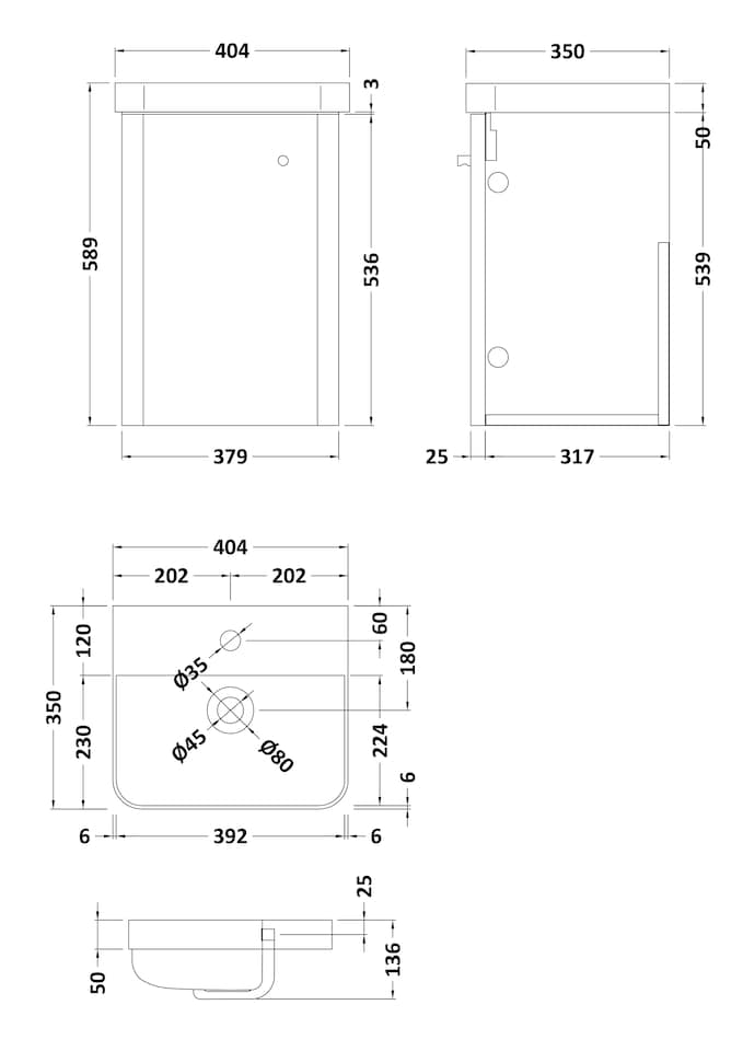 image 1 of Balterley Curve Contemporary Bathroom Wall Hung Single Door Vanity Unit & Ceramic Basin | White | Gloss White