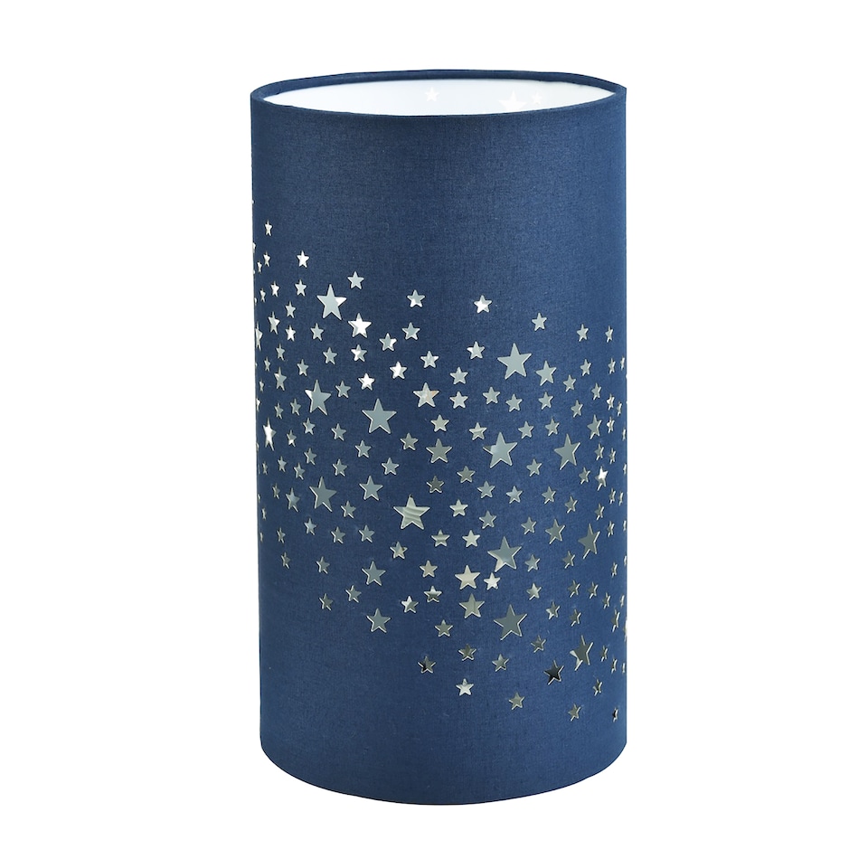 image 1 of Modern Stars Decorated Children/Kids Midnight Blue Cotton Bedside Table Light | Blue