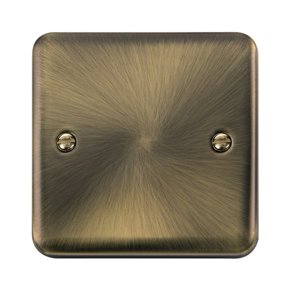 SE HOME Curved Antique Brass 1 Gang Blank Plate Brown | Brass