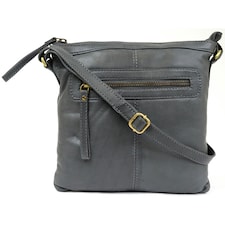 Butter Soft Premium Leather Cross Body Bag, Adjustable Shoulder Strap Grey | Charcoal