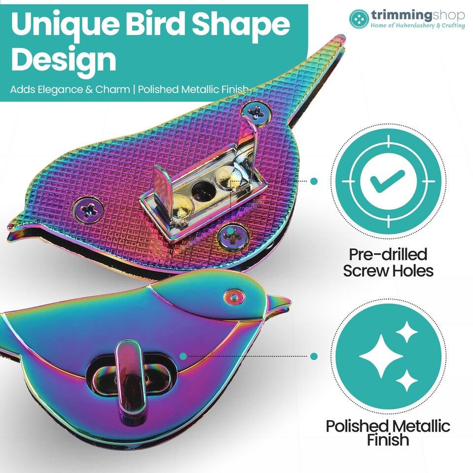 image 1 of Bird Twist Turn Lock Clasp, Decorative Closure For Leathercraft Projects