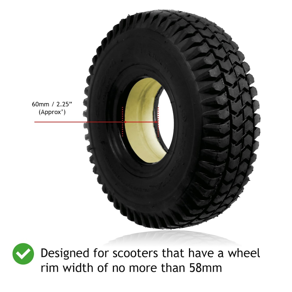 image 1 of SPARES2GO Mobility Scooter Tyre 3.00 x 4 Solid Block Tread 300-4 300x4 260x85 PU Fill x 2