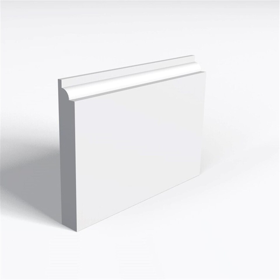 Pack of 5 (Total 5 Units) -  MDF Primed Small Ovolo Edge Skirting Board & Rebate - 25mm (T) x 219mm (H) x 3050mm (L)