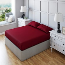 Fitted Sheet Polycotton Plain Dyed Extra Deep 25cm Bed Linen Red | Burgundy | Single