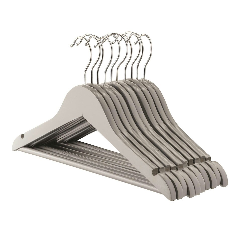 image 1 of Harbour Housewares Wooden Childrens Clothes Hanger - Grey - Pack of 10 - Wooden Hanger Coat Hanger Suit Hanger Jacket Hanger Shirt Hanger Trouser Hanger
