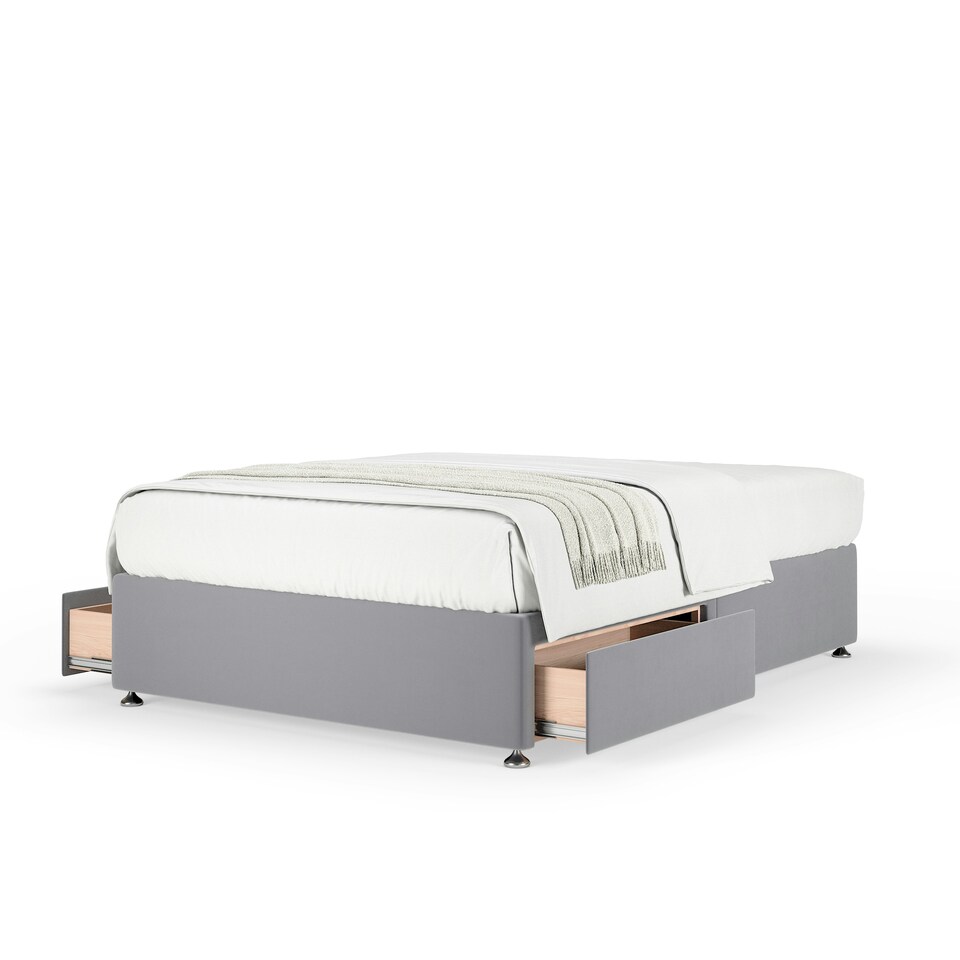 image 1 of Ortho Classic Orthopaedic Silver Plush Velvet 2 Drawer Divan Set Super King