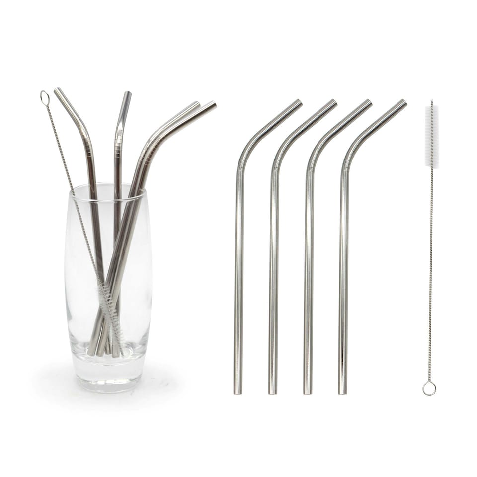 image 1 of Glim Glam Straws Brush Drinks Set Stainless Steel 60pcs