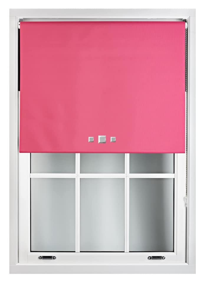 image 1 of FURNISHED Blackout Roller Blinds with Triple Square Eyelets Cut to Size Easy Fit Window Shade | Pink | Fuchsia | (W) 210cm x (L) 165cm