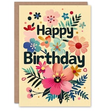 Colourful Flower Blooms Floral Design For Her Birthday Card