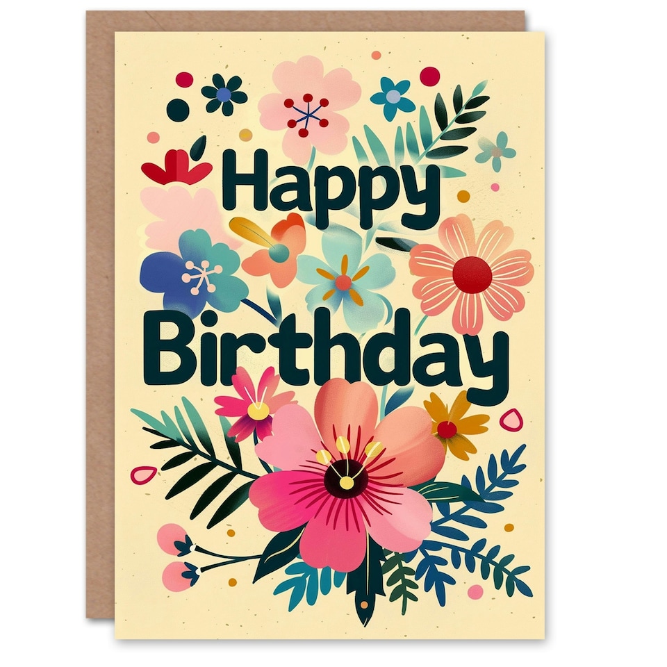 image 1 of Colourful Flower Blooms Floral Design For Her Birthday Card