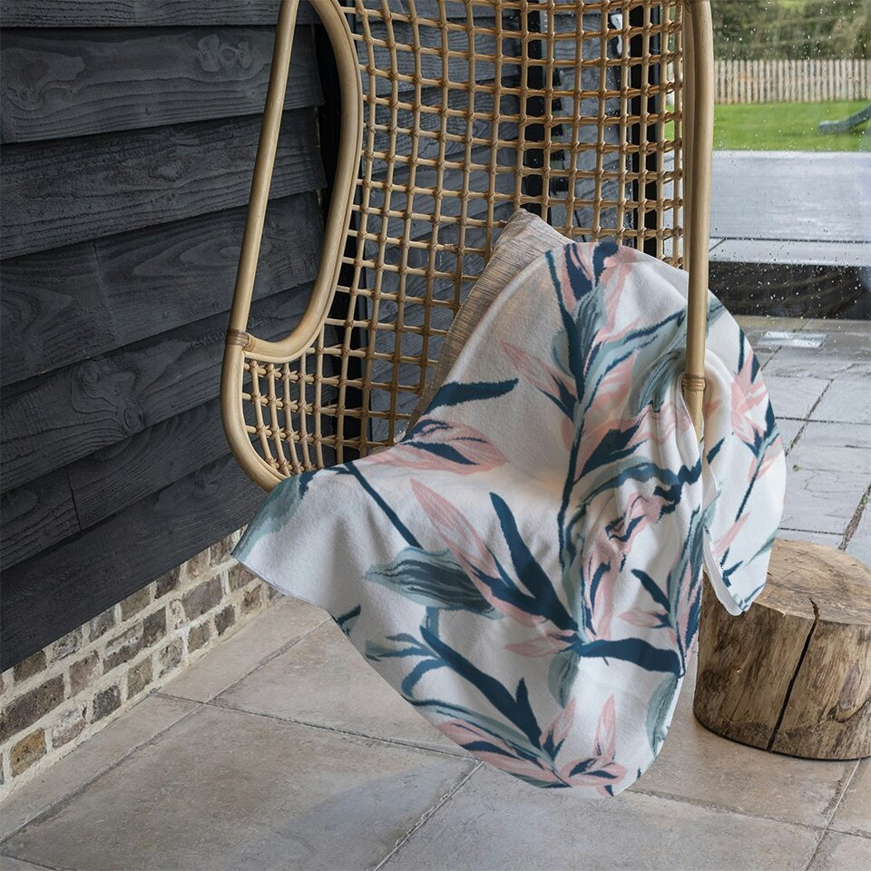 image 1 of Winter Pink & Blue Flowers (Blanket)