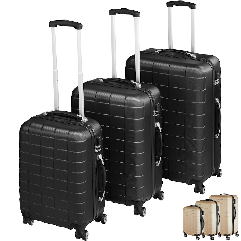 image 1 of Suitcase Set - 3 hard-shell suitcases with telescopic handle, removable wheels | Cream | champagne | 1