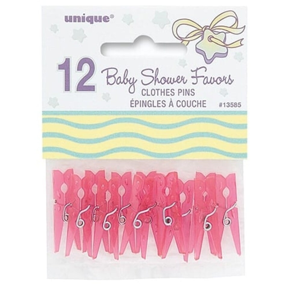 Pink Baby Shower Theme Baby Clothes Pins - Pack of 12