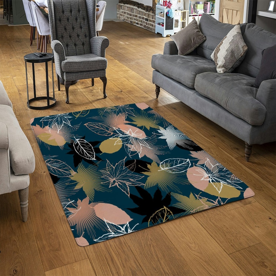 image 1 of Maple Leaves (Rug) Blue | XL: 160x230cm