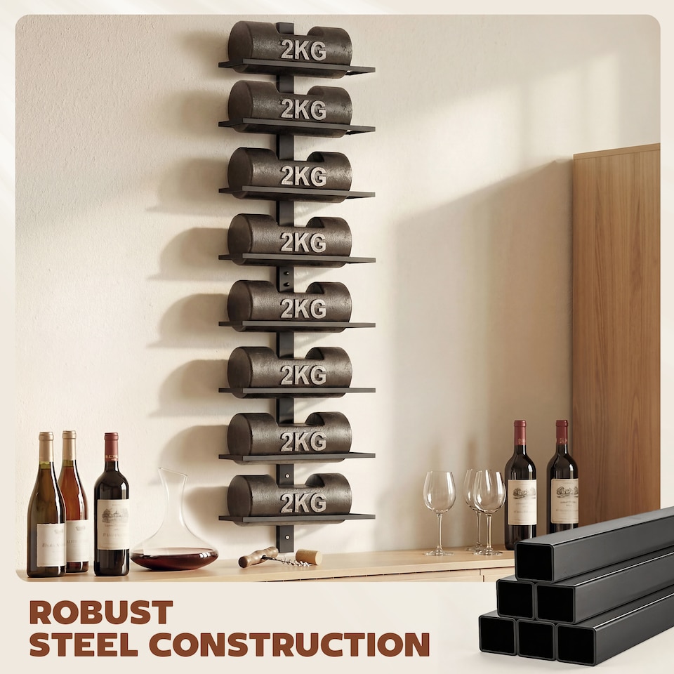 image 1 of HOMCOM Wall Mount Wine Rack for 8 Wine Bottles, Black