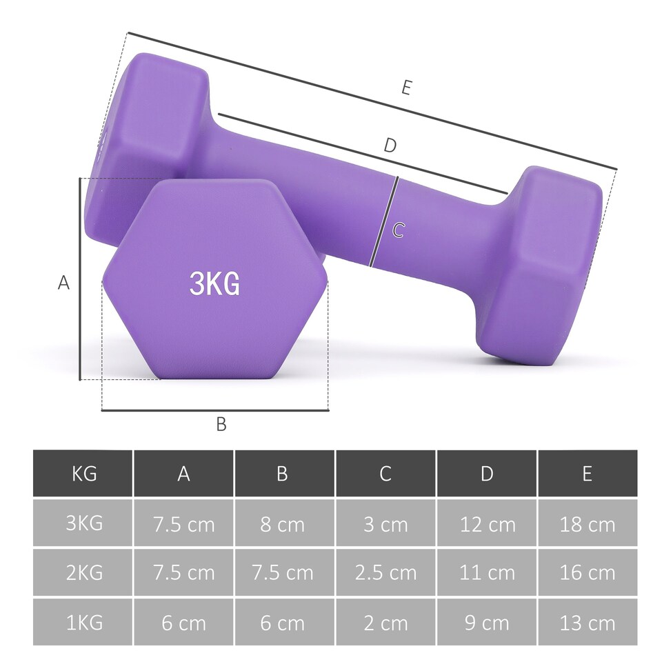 image 1 of SPORTNOW Dumbbells Set with Storage Rack, 2 x 1kg, 2 x 2kg, 2 x 3kg, Pink
