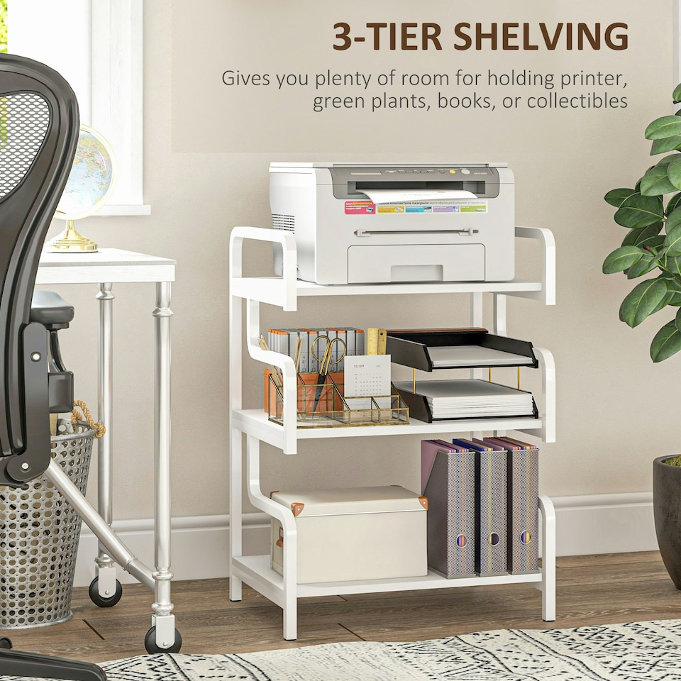 image 1 of HOMCOM 3-Tier Storage Shelf, Metal Shelves for Storage for Home Office, White