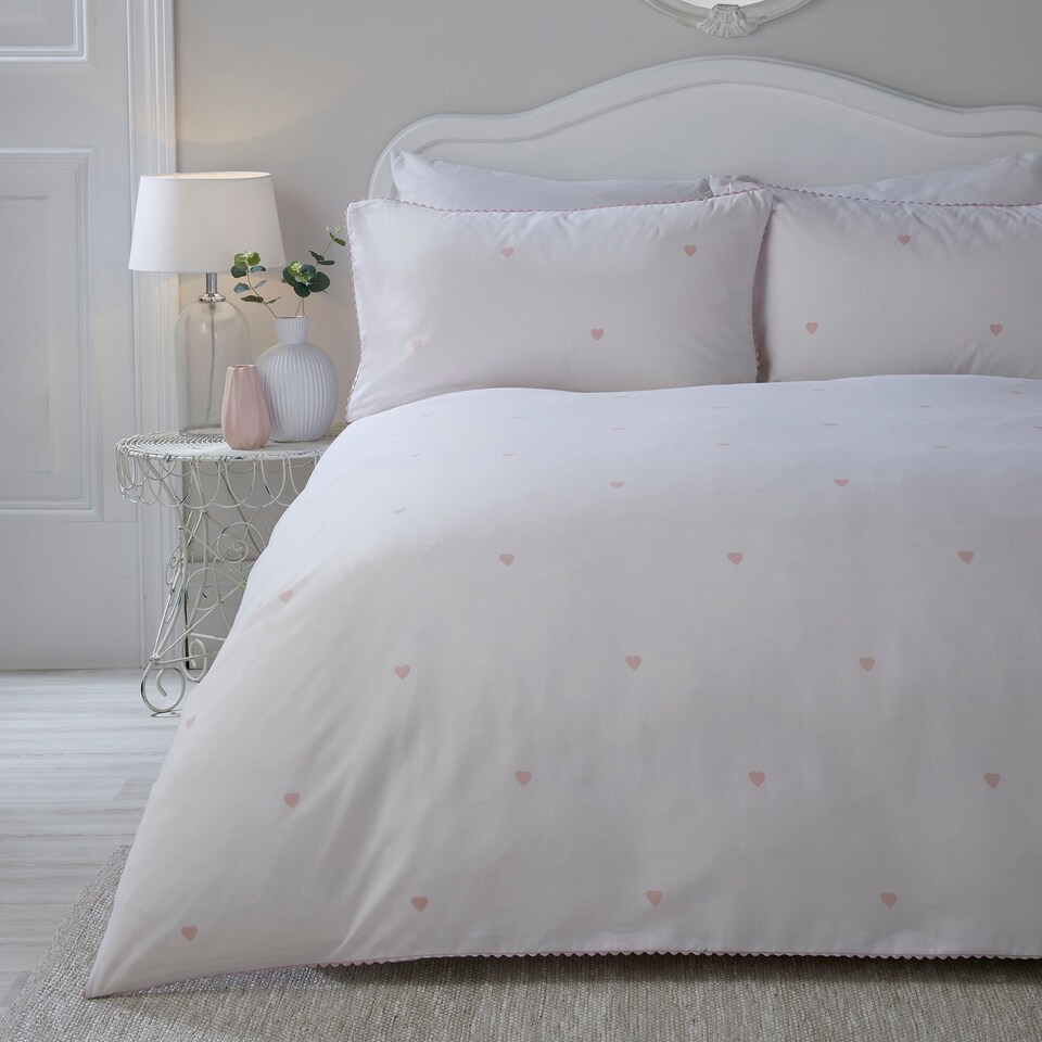 image 1 of Serene Decorative Heart Duvet Cover Set Blush