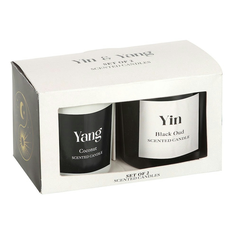 image 1 of Set of 2 Yin Yang Black Oud and Coconut Candles White