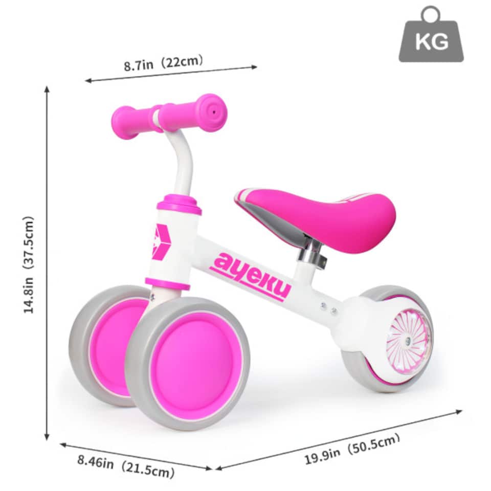 image 1 of AyeKu Baby Toddler Balance Bike Flashing Light Wheels, 1-3 Years, Rose Flower | Multi