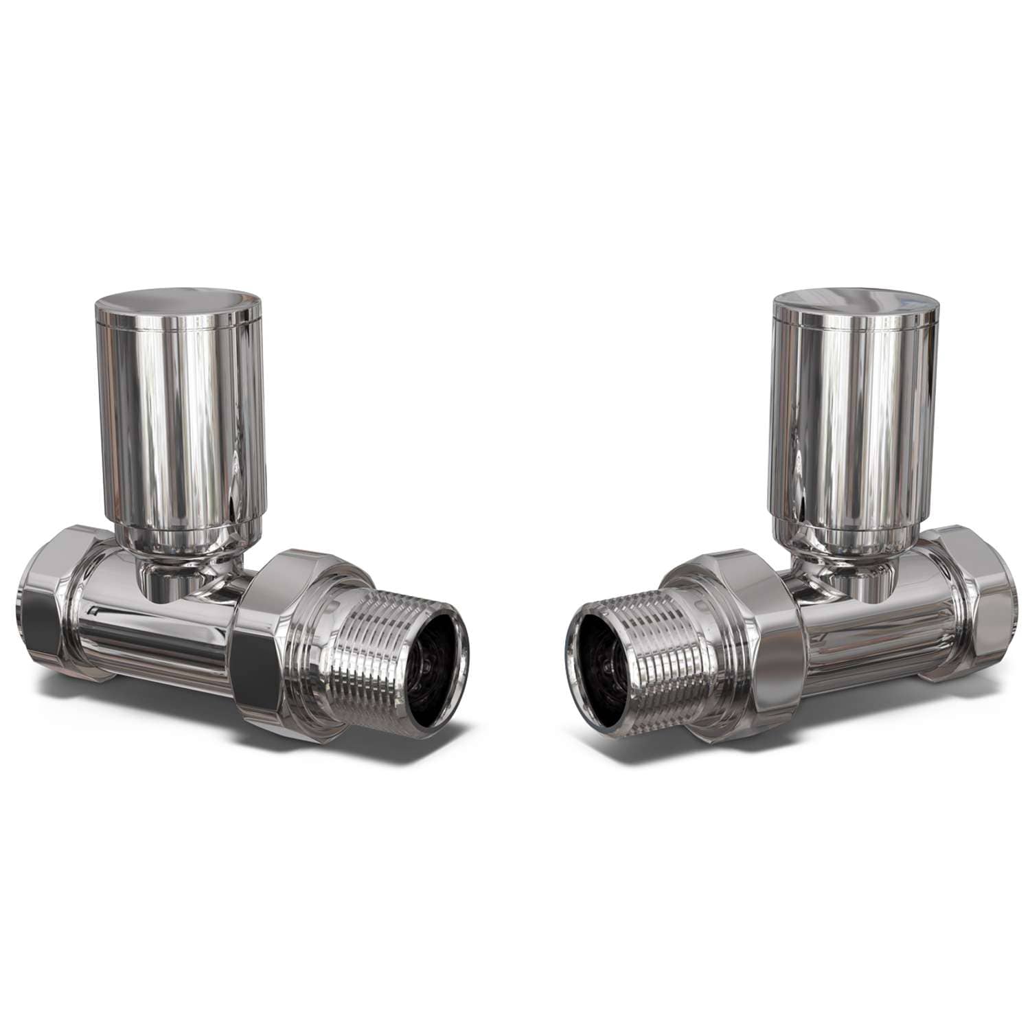 Straight Round Radiator Valve Polished - Chrome - 15mm