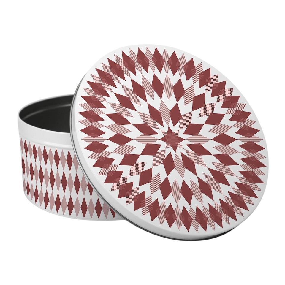 image 1 of Red Argyle Pattern Round Cake Tin Set
