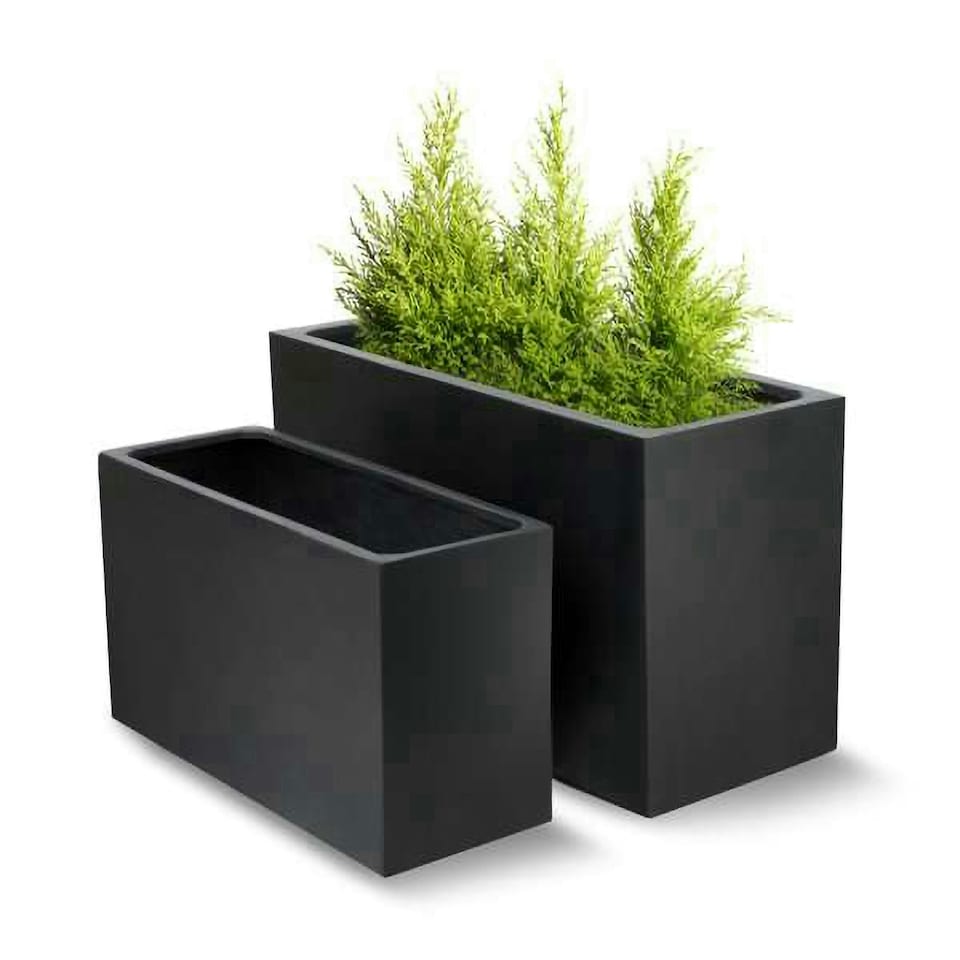 image 1 of Primrose Polystone Small Black Trough Planter 80cm