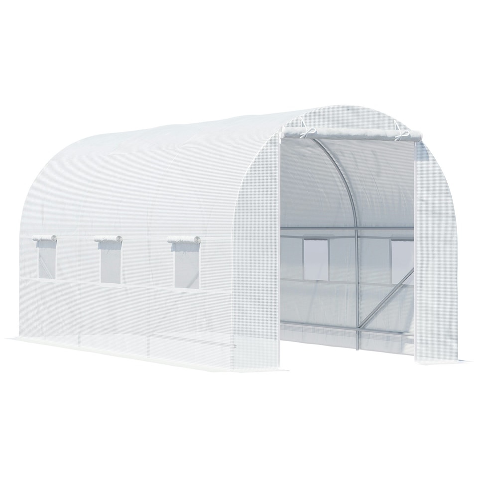 image 1 of Outsunny 4.5 x 2M Walk-in Polytunnel Greenhouse for Garden, Galvanised Steel