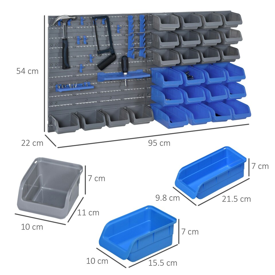 image 1 of DURHAND 44 Pcs On-Wall Garage DIY Storage Unit Pegboard Tool Equipment Blue