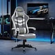 image 2 of Vinsetto Gaming Chair, Computer Desk Chair with Lumbar Support, Faux Leather Racing Chair with Headrest and Swivel Wheels for Home Office, Grey White