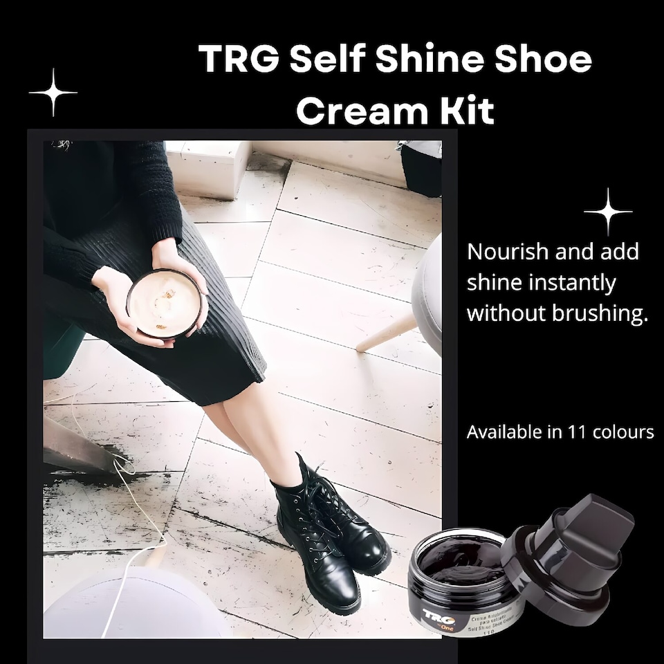 image 1 of TRG Self Shine Renovating Shoe Cream With Sponge for Instant Shine 50ml | Brown | Dark Brown