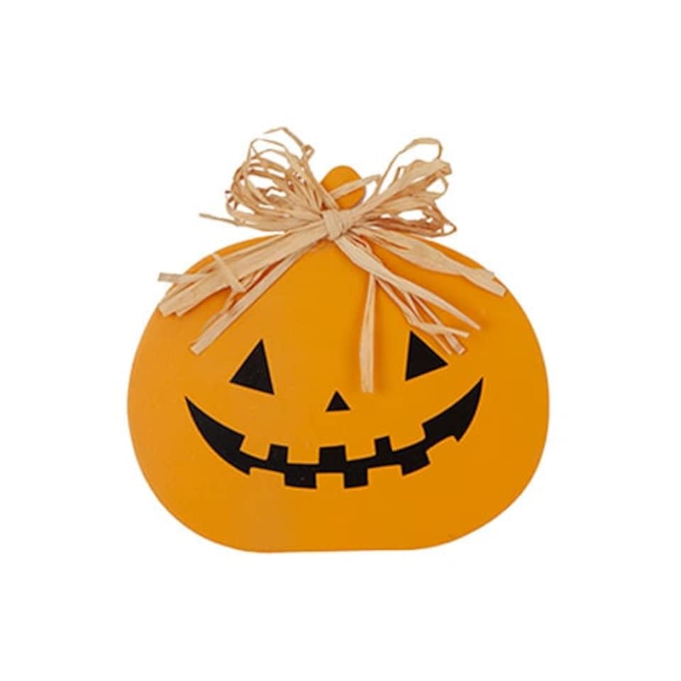 Round Pumpkin Wooden Halloween Table Decoration 12cm