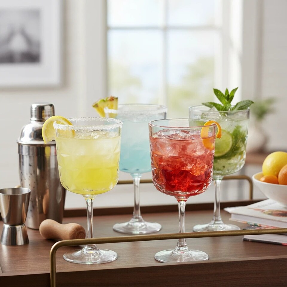 image 1 of 490ml Long Stemmed Cocktail Gin Beer Drinking Glasses Party | Clear | 8 Glasses
